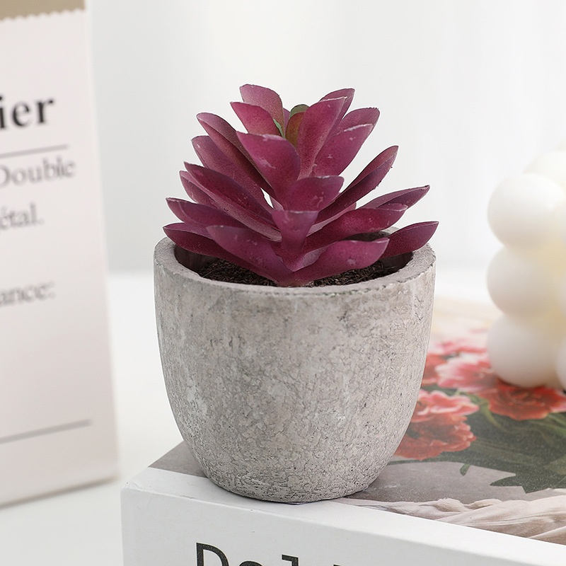 クロスボーダーの人気モデルのミニ多肉セットの原パルプ鉢の人工の小さい肉の偽の花の卸売りの背景の写真撮影の道具|undefined