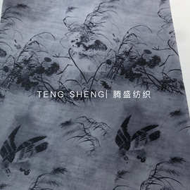 全涤仿棉面料 新中式国画印花面料 可更换底料 数码厂裙子印花布