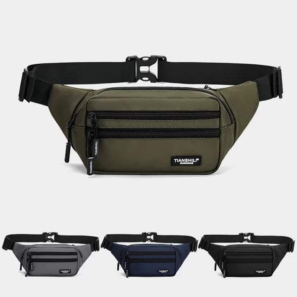 New cross-border casual men's waist bag, suitable for outdoor and street style, perfect for everyday wear, and made with water-resistant Oxford cloth