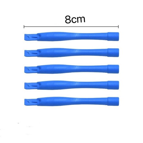 Screen removal spudger, triangle plastic, flex plate, hard plastic square and round bars, pry bar