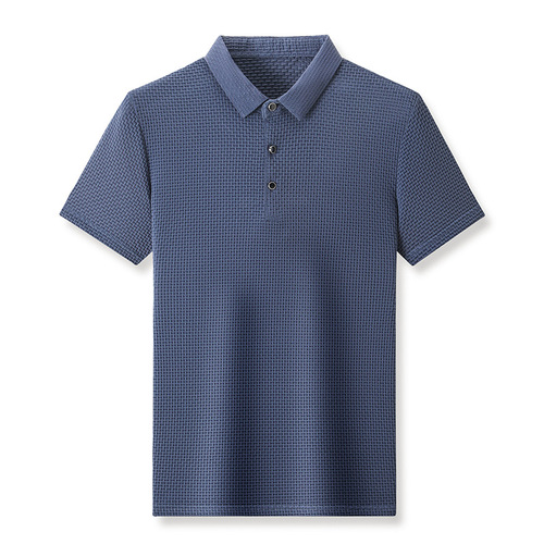 Ice silk men's polo shirt summer casual men's jacquard t-shirt men's lapel non-iron new short-sleeved T-shirt