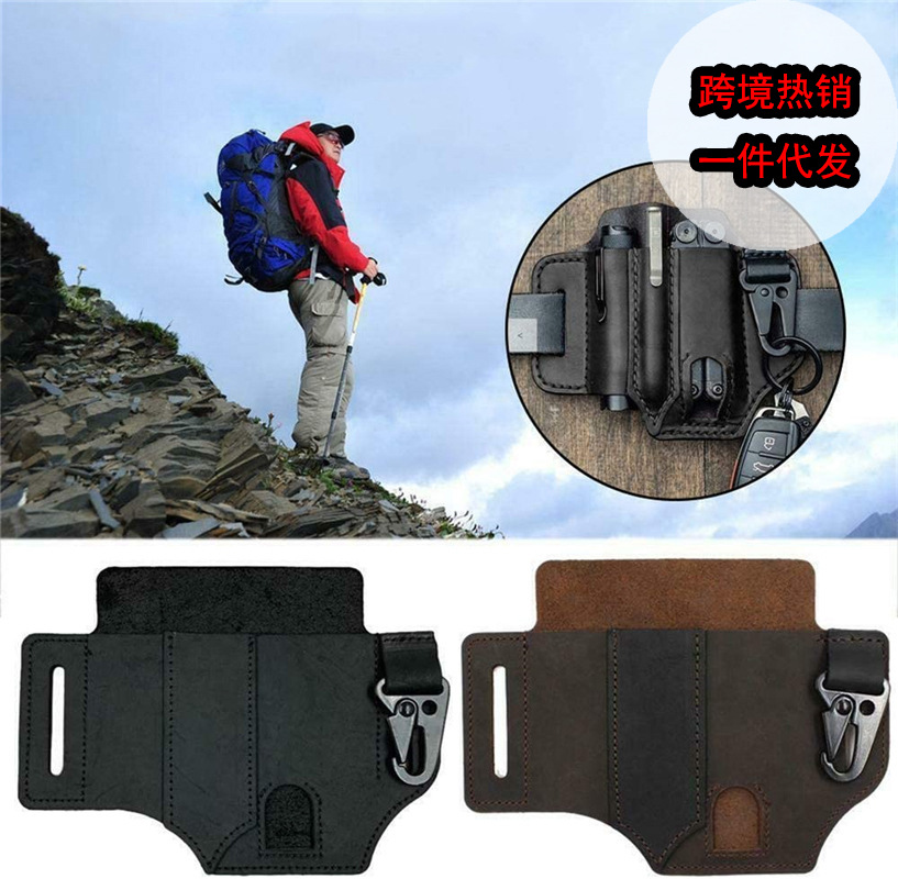 Cross-border en stock EDC herramienta táctica caso de cuero al aire libre bolsa de la cintura de almacenamiento de la linterna al aire libre supervivencia de la cintura colgando billetera
