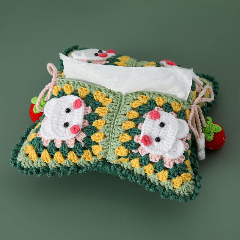 手作りの完成品の収納袋の雪菲糸フックティッシュのティッシュのティッシュの袋のシリーズのいちごのウサギのティッシュの箱の子猫のカエル