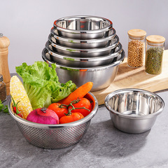 廠家直銷不鏽鋼多用盆家用加厚湯盆飯碗食堂廚房圓形打蛋盆料理盆