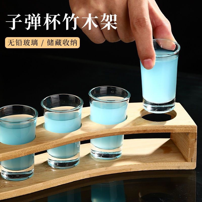 Vaso de vino de bambú y madera conjunto de tazas de bala de almacenamiento de tazas domésticas dispensador de licor un soporte de tazas image 5