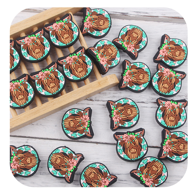 Productos creativos para bebés DIY dibujos animados cabeza de toro de silicona molar juguetes de pulsera de dientes de diente joyería accesorios