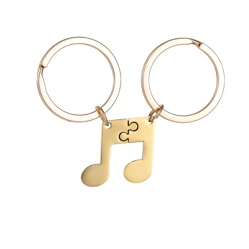 Notes Pattern Unisex Gender Simple Style Notes 201 Stainless Steel Valentine'S Day Unisex Keychain