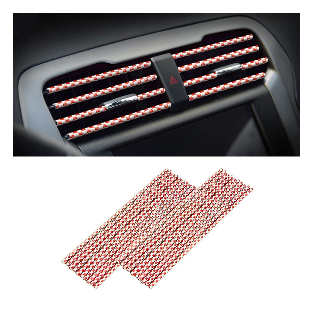 24 colores de salida de aire del coche tira decorativa clip de malla medio en forma de U galvanoplastia brillante tira de aire acondicionado color cromo modificación interior