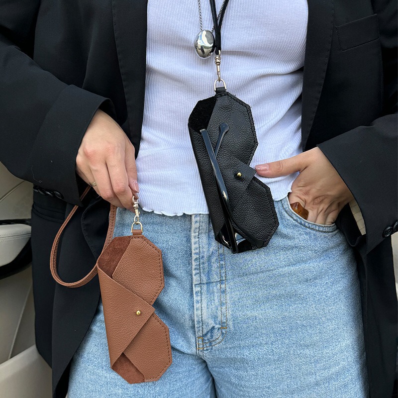 Cross-border Hot Minimalist Glasses Bag Scratch-resistant Sunglasses Box Personalized Soft Litchi Pattern Leather Glasses Bag Cross-border Hot Minimalist Glasses Bag Scratch-resistant Sunglasses Box Personalized Soft Litchi Pattern Leather Glasses Bag