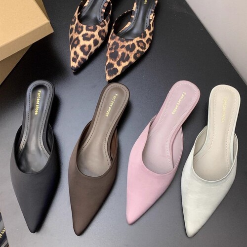 Pointed celebrities wear fashionable Muller shoes, high-quality celebrities, royal sisters, not tired feet, cat heels, women's sandals