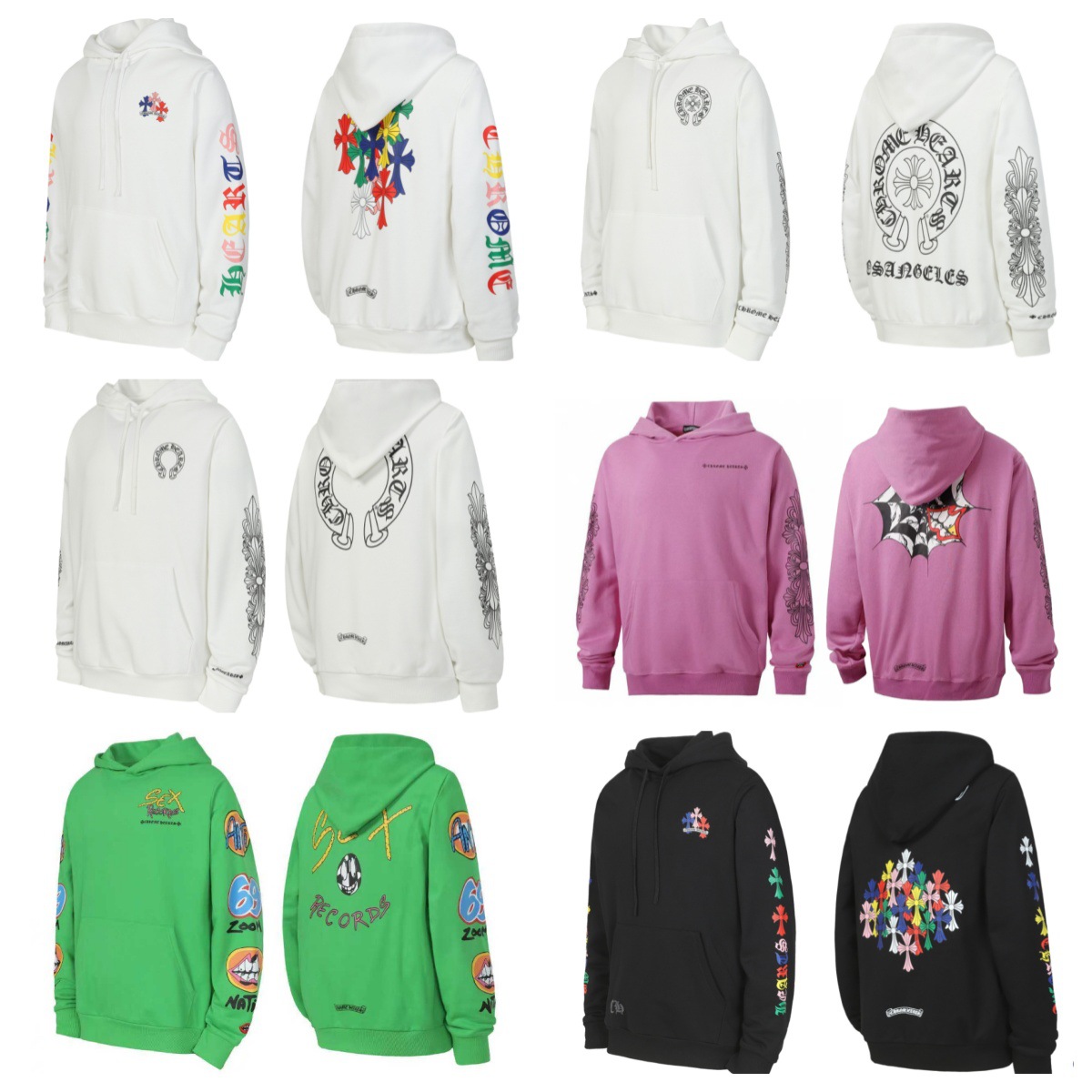 25s 정품 Chrome Hearts 크롬 하츠 크로스 퓨어 코튼 후드 풀오버 남녀공용 후드티 스웨트셔츠