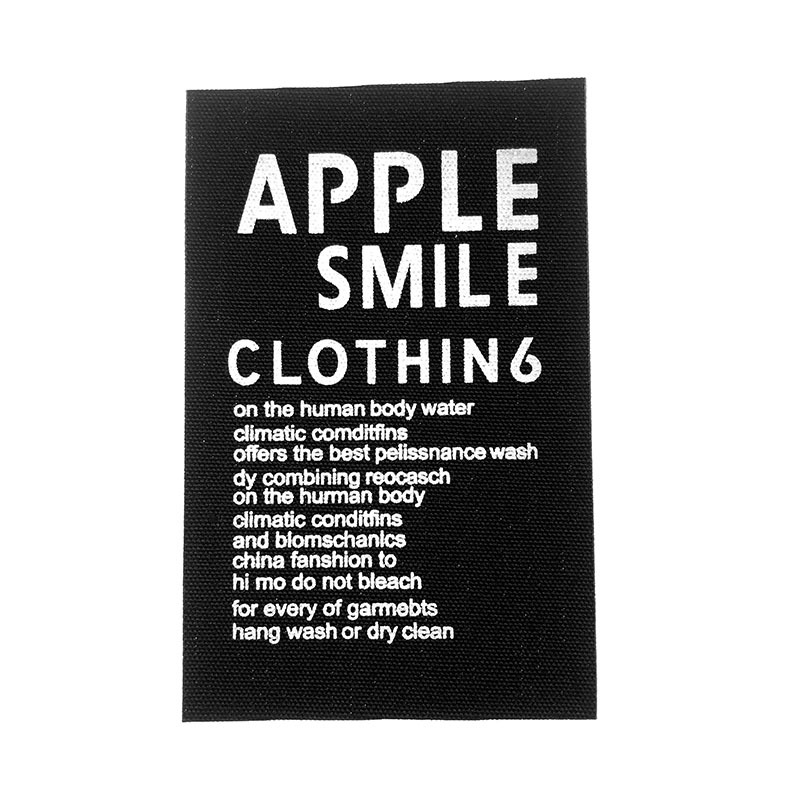 服饰服装辅料鞋帽包配件黑色布标印刷文字图案长方形裤子商标徽章