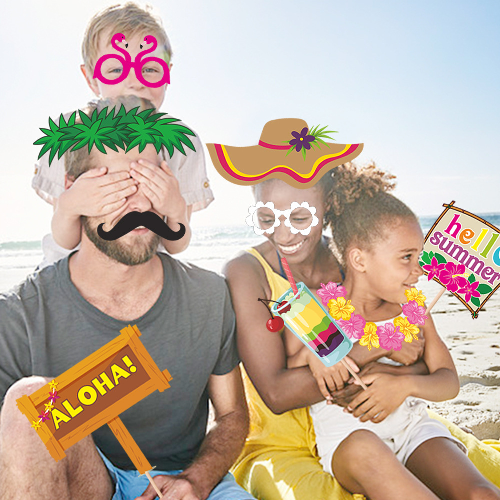 Nuevo Hawaiian tropical tema Fiesta decoración foto accesorios verano fiesta divertida foto suministros