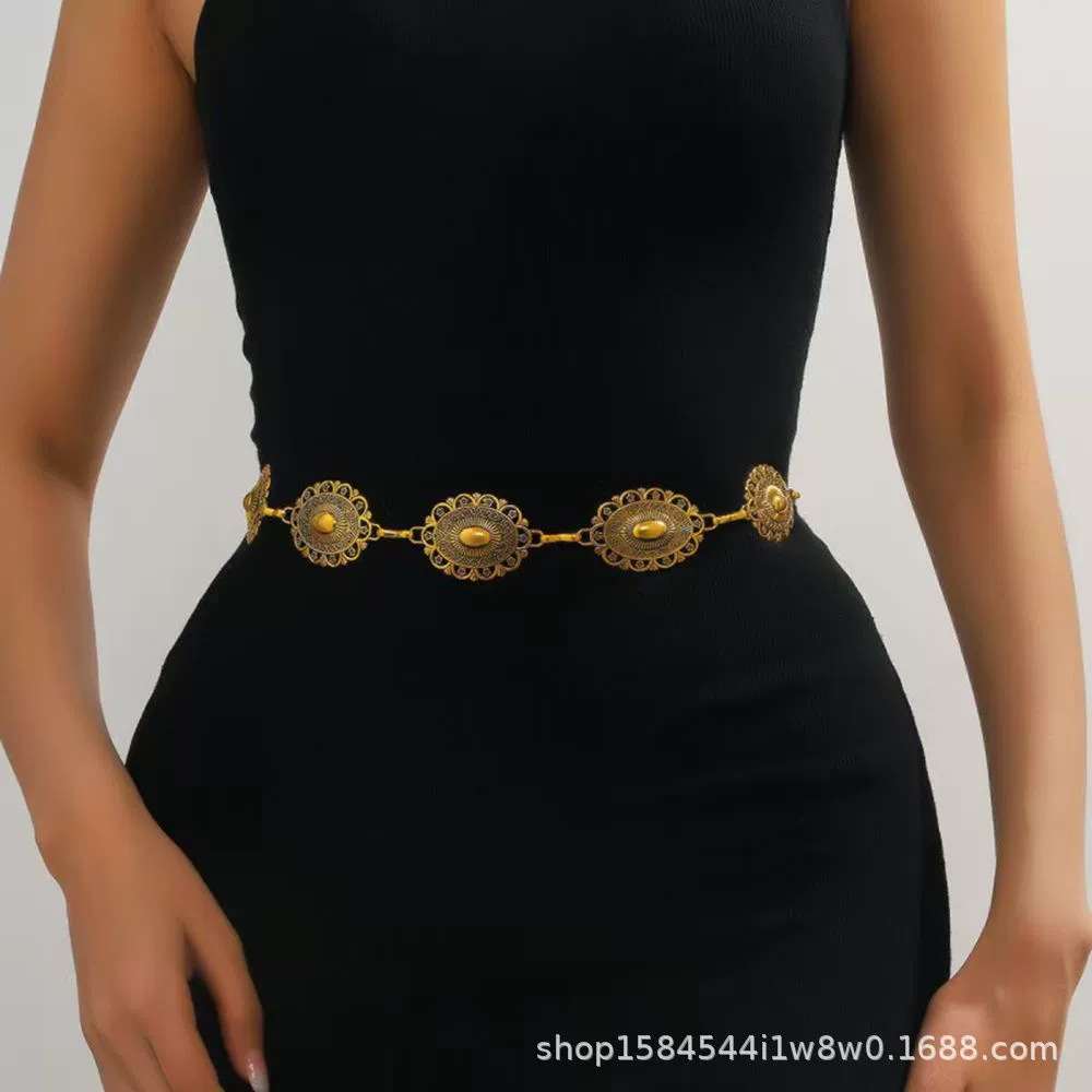 Трансграничная внешняя торговля ювелирная цепочка талии женские полые ретро однослойные металлические украшения талии модные дикие платья заводские прямые продажи
