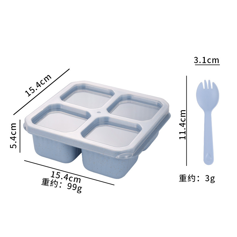 国境を越えた小麦わら日本式四角い弁当箱透明蓋付き弁当箱果物分格冷蔵庫保存箱|undefined