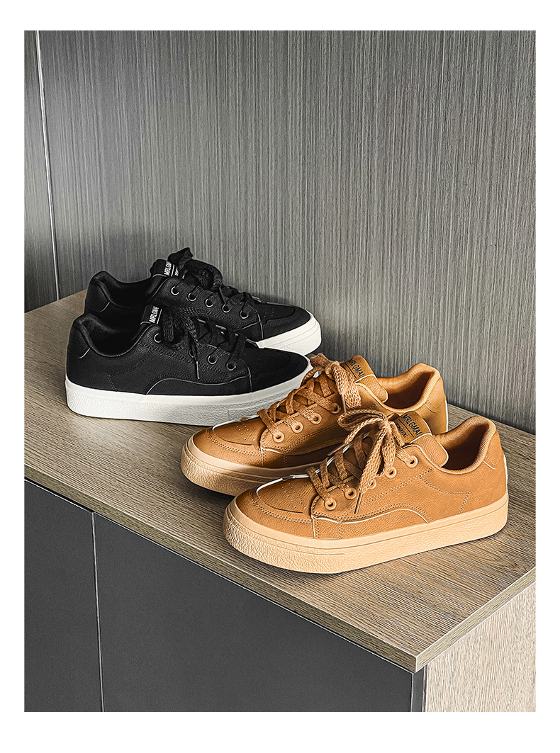 Sapatos masculinos de couro, elegantes e versáteis, casuais, com sola macia e cano baixo_voghion.com