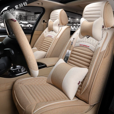 Purple Wind Chime car seat cushion, all-season seat cover, linen fabric, full-coverage seat cover, all-around fabric seat cushion, M-02