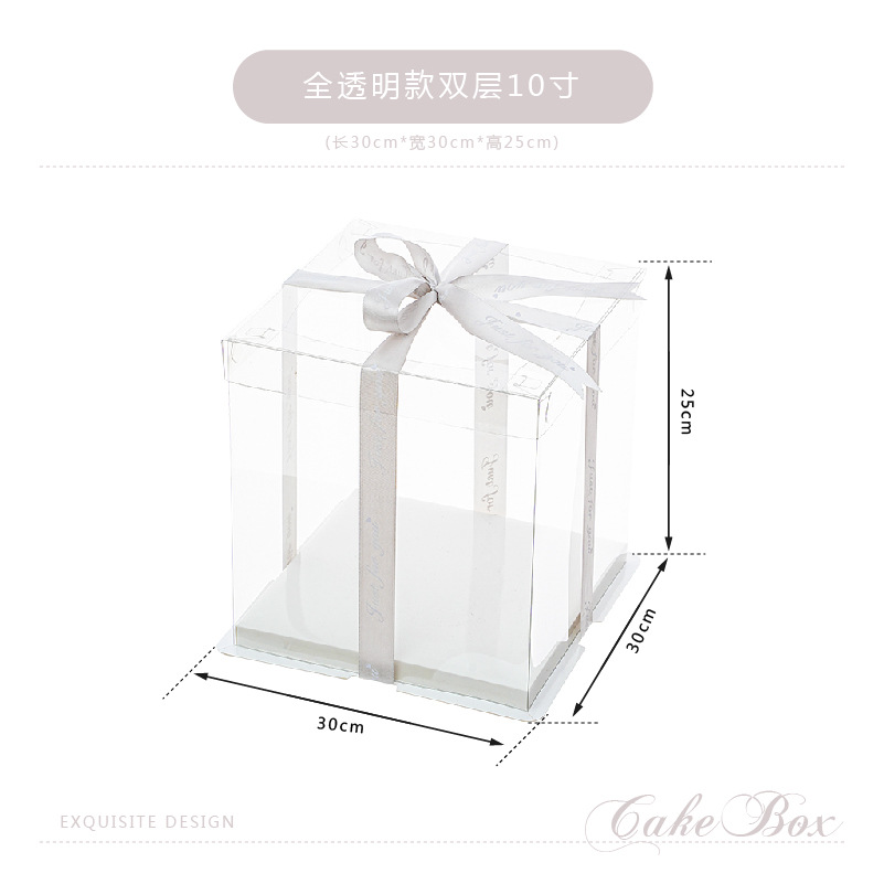 Caja de caja de pastel de cumpleaños totalmente transparente 4 4 6 6 6 8 8 10 pulgadas 12 caja de embalaje de pastel simple y doble engrosada