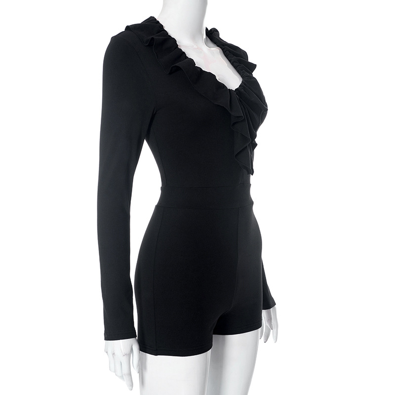 Women Clothing Autumn Winter Long Sleeve Lace Slim Fit Sexy Jumpsuit