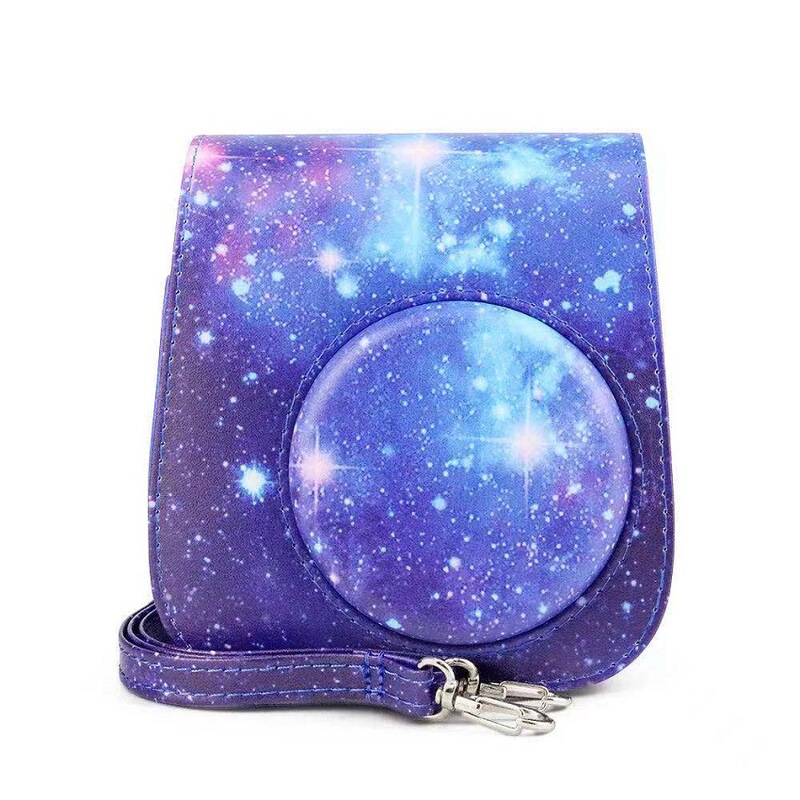 Suitable for Polaroid Instax Mini 12 11 9 Pu Camera Bag Shiny Starry Sky Bag Camera Protective Case
