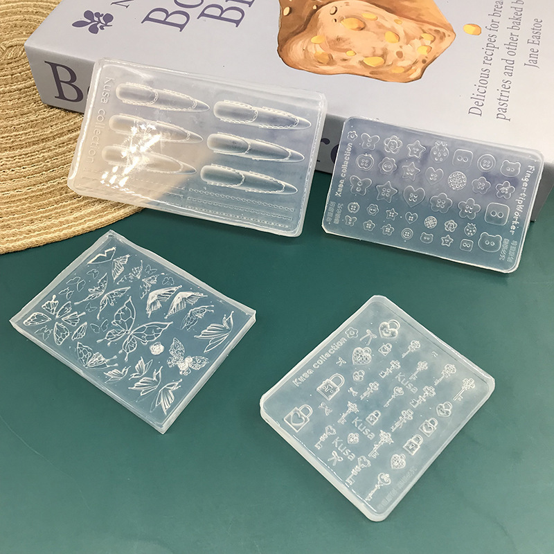 高透明 3D 立体ネイルアートモールドキーロックフレンチスカート食品グレードのシリコーンウェアラブルネイルアクセサリー diy ツール|undefined
