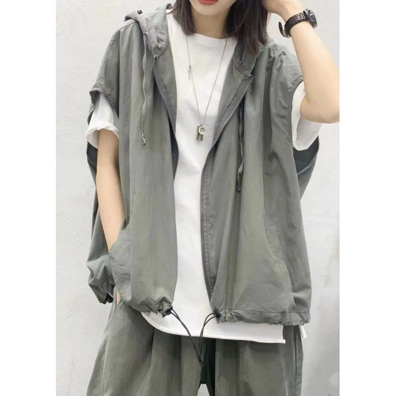 Женский свободный жилет-куртка с капюшоном больших размеров, 2025 года выпуска