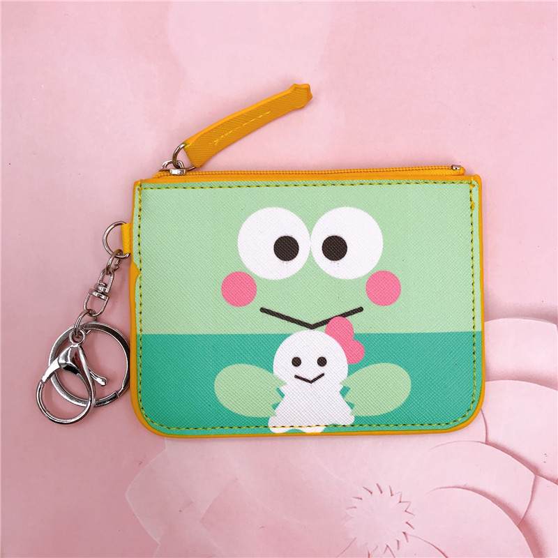 Cartoon Frog Badge Cover Work Permit Card Cover Badge With Key Ring Keroppi Change Card Holder Wallet display picture 5