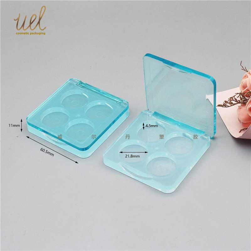 [Customized] Square Buckle Flip-Top Four-Round Eye Shadow Box, Four-Color Eye Shadow Empty Tray, Customizable Craftsmanship