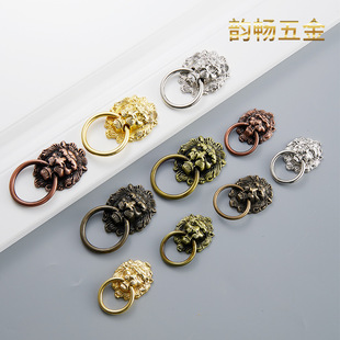 European Alloy Single Hole Lion Head Handle Drawer Antique Cabinet Door Handle Wardrobe Cabinet Home Decoration Vintage Handle