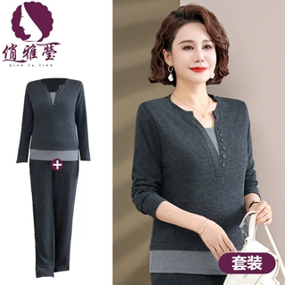 妈妈春装卫衣套装洋气2025新款中老年女士春秋季休闲运动服两件套