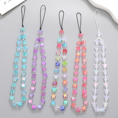 Hot selling Mermaid Ji five-pointed star beaded mobile phone chain mobile phone case pendant pendant anti-fall and anti-lost mobile phone lanyard for women