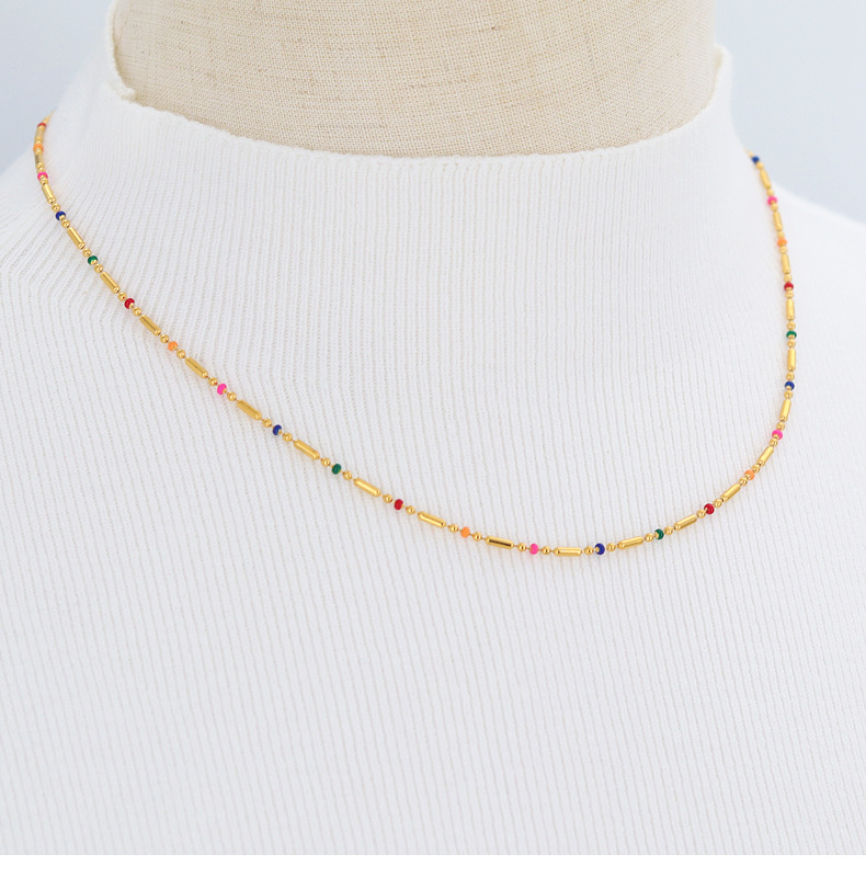 Fashion Geometric Titanium Steel Enamel Necklace Colorza_colorza_10