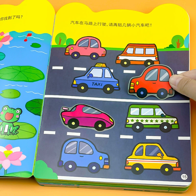 Познавать книгу со стикерами, карточки для обучения в виде мультфильмов, наклейка, 3 года, тренировка, концентрация, мозговой штурм