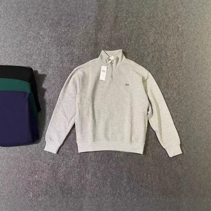 Lac French Small Fish Logo Half-Zip Sweatshirt for Men, Autumn and Winter Style, Polo Stand Collar, Half-Zip Casual Loose Long-Sleeve Sweatshirt Lac French Small Fish Logo Half-Zip Sweatshirt for Men, Autumn and Winter Style, Polo Stand Collar, Half-Zip Casual Loose Long-Sleeve Sweatshirt