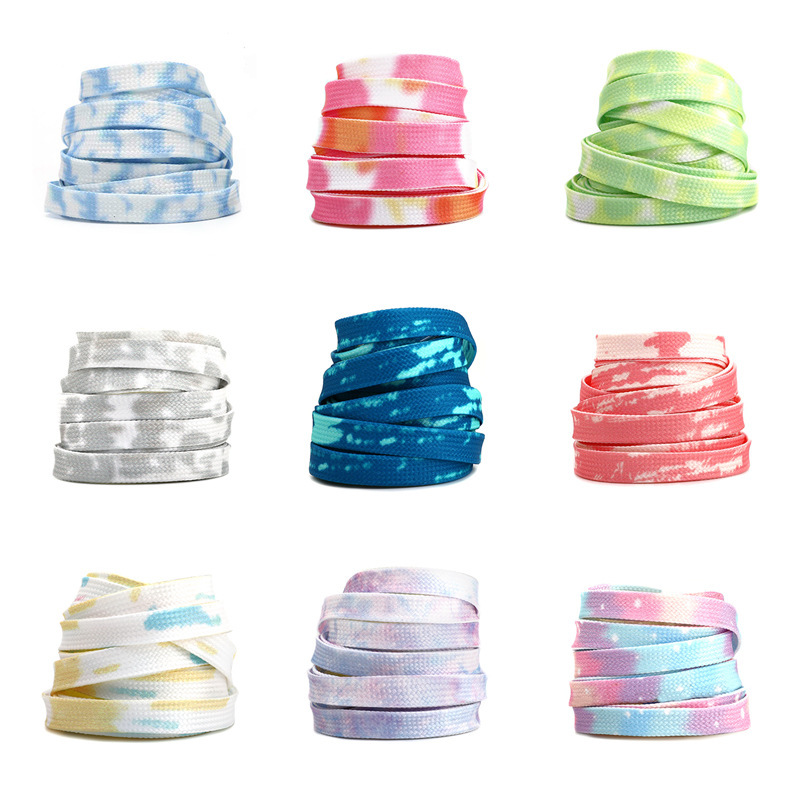Tie-Dye Printed Colorfulful Flat Shoelaces Suitable for Sneakers, Canvas Shoes, White Shoes Aj1 Air Force One Sports Sneakers