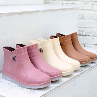 Rain Shoes Women's Fashionable Outer Wear Anti-slip Internet-famous Rain Boots Student Rubber Shoes New Arrival overshoes Low-top Short Tube Waterproof Shoes