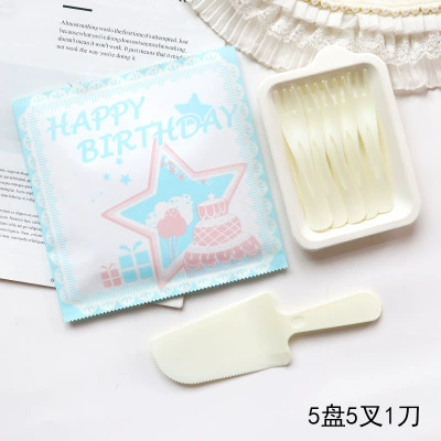 40 sets of pulp trays, disposable knife and fork trays, tableware, birthday cake trays, party, plastic set
