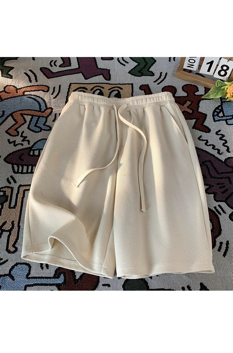 Men's Summer Sports Casual Shorts Loose Plus Size Waffle Five Point Pants New Style_viptrois.com