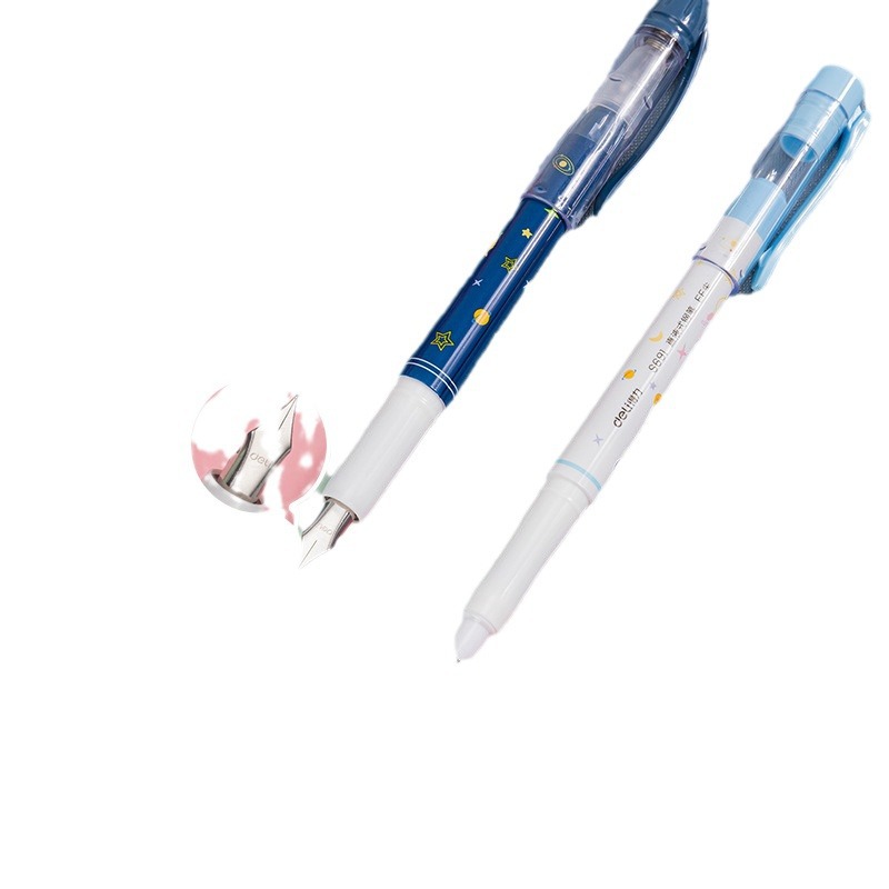 Deli S691 traje de pluma estudiante borrable puro bolso de tinta azul pluma estudiante de escuela primaria pluma de caligrafía pluma