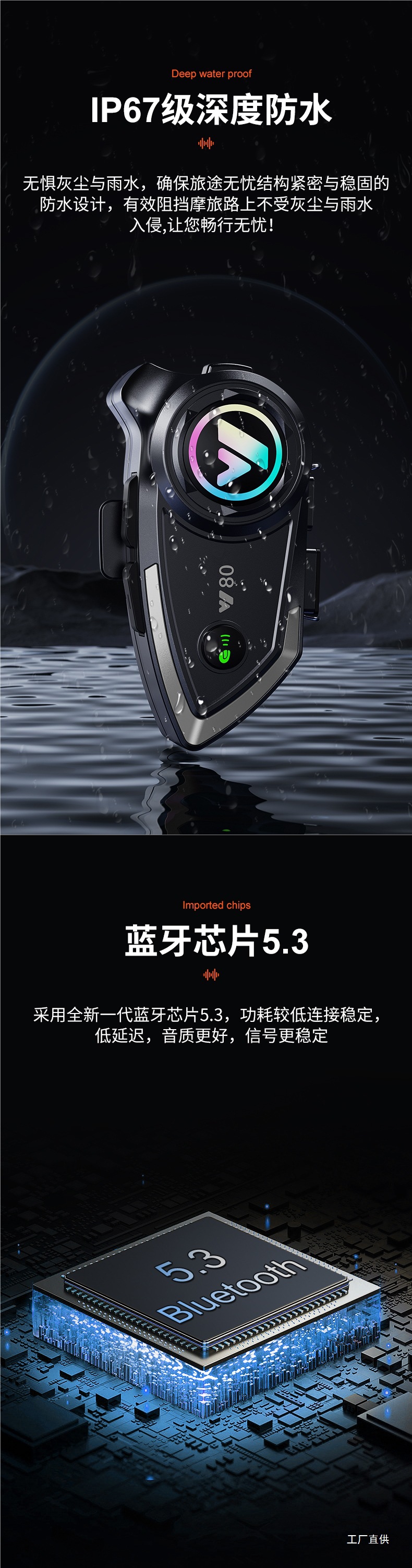 Helmet Bluetooth Headset, Motorcycle Half Helmet, Delivery Rider, Long-Lasting Intercom for Riding, Full Helmet with Built-In Headset