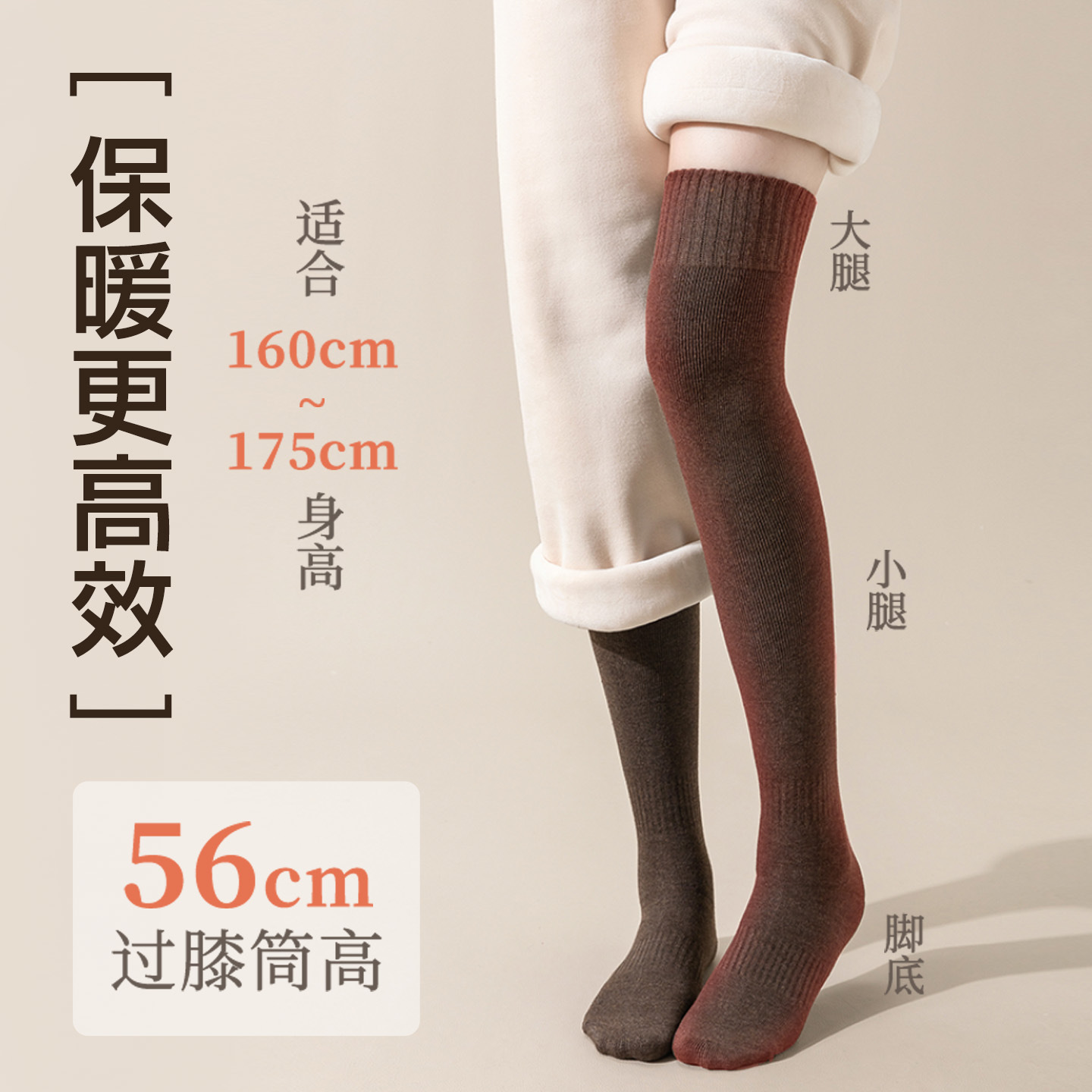 Calcetines de rodilla de mujer calcetines de invierno y otoño de lana calcetines de pantorrilla gruesas calcetines de rodilla de color sólido de pierna larga de invierno