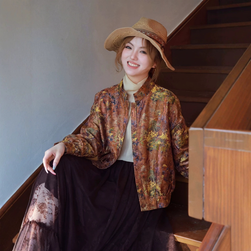 Rain-Dew Linen Jacquard Jacket, Heavy-Duty Coat, 2026 High-End Vintage Style Versatile Top, No Returns or Exchanges