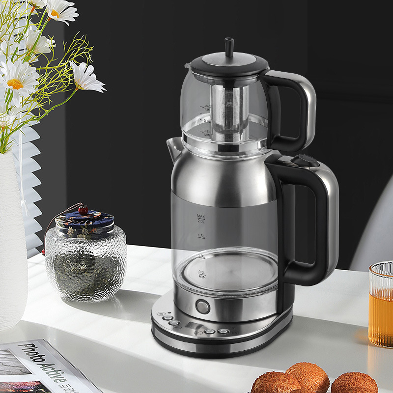 耐高温高硼硅玻璃电热水壶单炉头底部加热土耳其电水壶自动断电2L