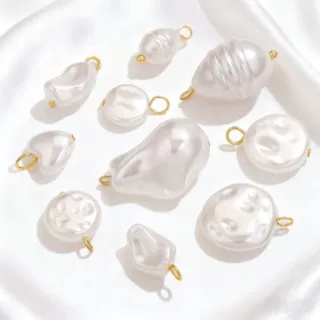 不锈钢仿珍珠弯针挂件串珠球珠耳环手链 钛钢手工diy饰品配件批发