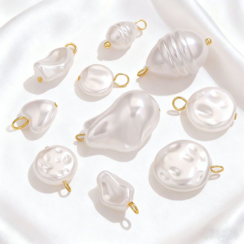 Stainless Steel Imitation Pearl Curved Needle Pendant Beaded Ball Earrings Bracelet Titanium Steel Handmade DIY Jewelry Accessories Wholesale