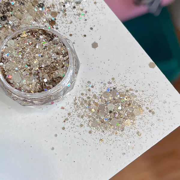 Golden mixed nail sequins for manicure