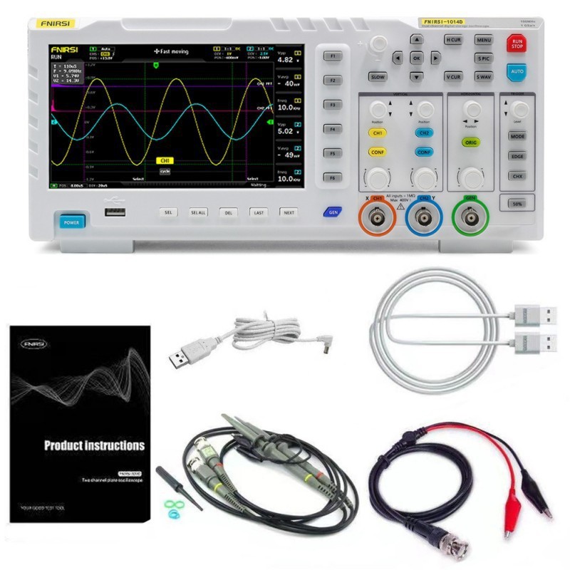 デジタル オシロスコープ FNIRSI-1014D デュアル チャネル 100M 帯域幅 1GS サンプリング信号発生器 ツーインワン|undefined