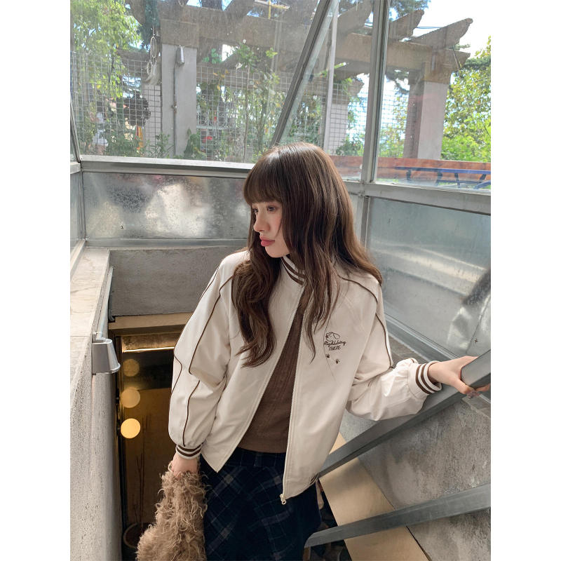 American-Style Sports Embroidered Jacket for Women, New Autumn Fashion Baseball Jacket, Simple Top