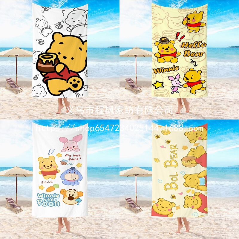 Cartoon Winnie the Pooh Microfiber Beach Towel, Absorbent Bath Towel for Seaside Swimming, Cute and Personalized Bath Towel Cartoon Winnie the Pooh Microfiber Beach Towel, Absorbent Bath Towel for Seaside Swimming, Cute and Personalized Bath Towel