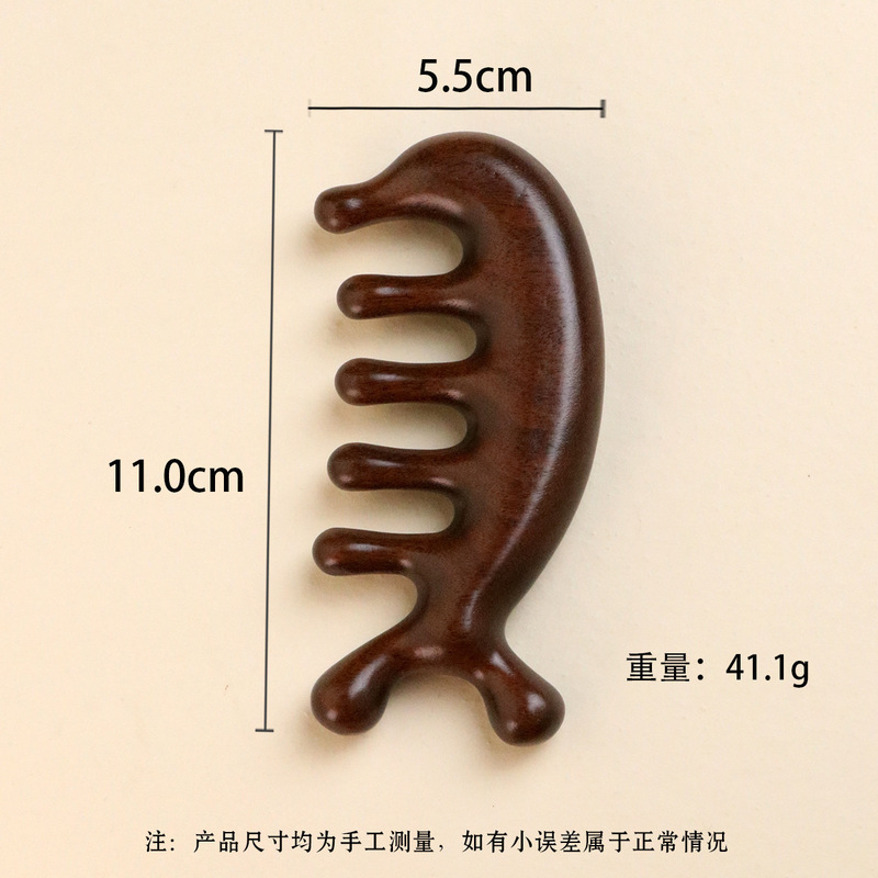 イルカ檀木マッサージ櫛頭部経絡櫛女子学生専用排骨櫛多機能頭治療神器櫛|undefined